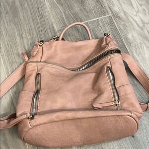 Stylish Pink Leather Backpack
